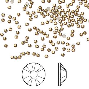 Flat back 144pk golden topaz foil back, Crystal Passions&reg; 1.7-1.9mm rose round SS5 2058