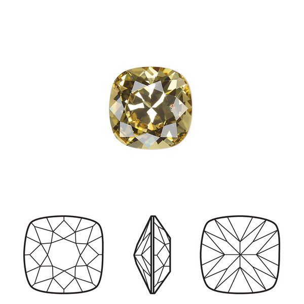 Fancy stone 1pk dark jonquil foil back, Crystal Passions® Regenerated 12mm cushion 4470 image number 0