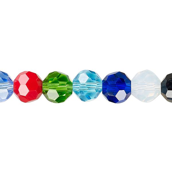 Bead 1pk 32 facets opaque to transparent mixed colors, Celestial Crystal® 8mm round 15.5-16 inch image number 0