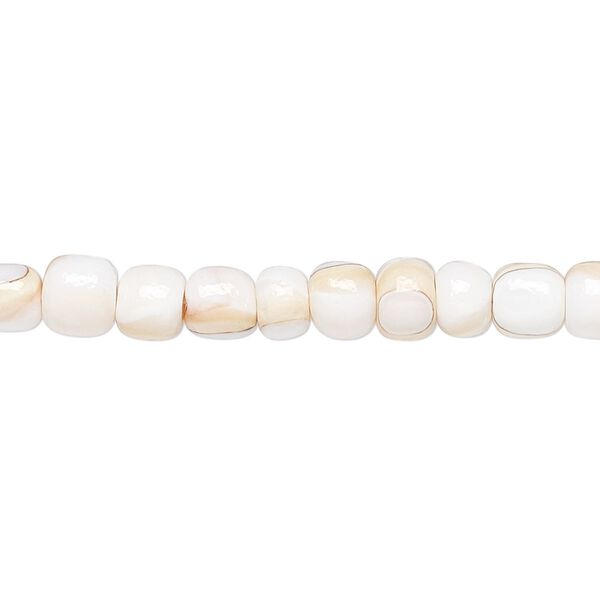Bead, strawberry conch shell (natural), 4-5mm round. Sold per 15-1/2" to 16" strand. image number 0
