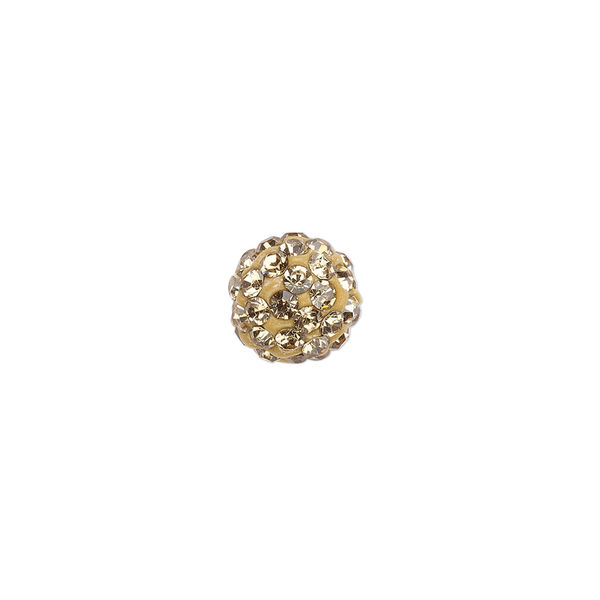 Bead, glass rhinestone / epoxy / resin, champagne, 10mm round. Sold individually. image number 0