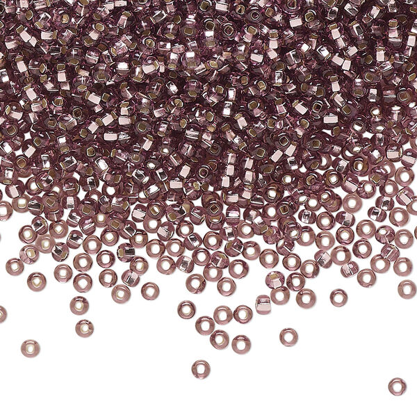 Seed bead, Preciosa Ornela Czech glass, pkg/50g, #11 rocaille, transparent silver-lined light amethyst, (27010). image number 0