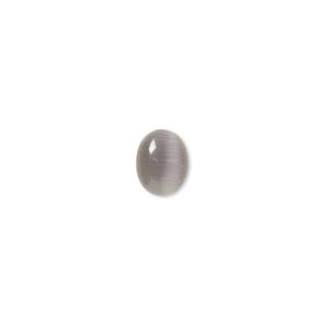Cabochon, cat's eye glass (fiber optic glass), black, 9x7mm calibrated oval, quality grade. Sold per pkg of 10.