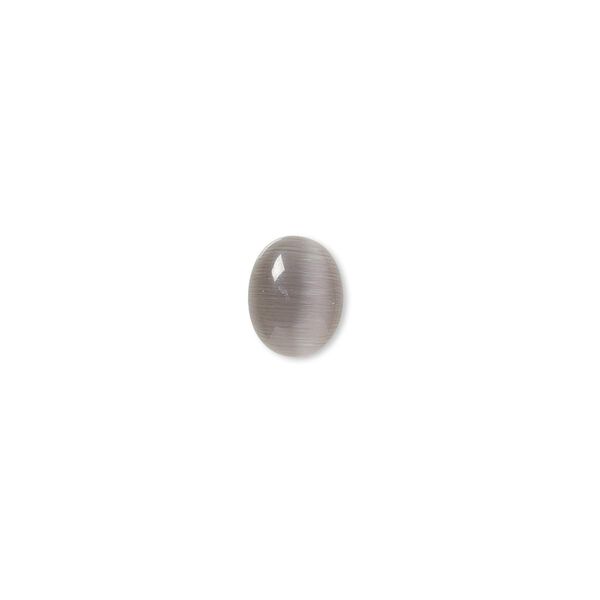 Cabochon, cat's eye glass (fiber optic glass), black, 9x7mm calibrated oval, quality grade. Sold per pkg of 10. image number 0
