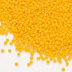 Seed bead, Preciosa Ornela Czech glass, pkg/50g, #11 rocaille, opaque rainbow orange, (94110).