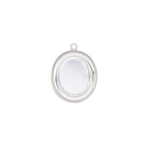 Drop, sterling silver, 15.5x14mm single-sided oval with 12x10mm oval setting. Sold individually.