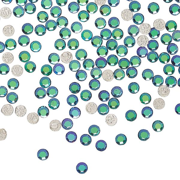 Flat back 1440pk crystal vitrail green, vintage Preciosa Czech crystal hotfix rhinestone 2.7-2.9mm chaton rose round SS10 image number 0