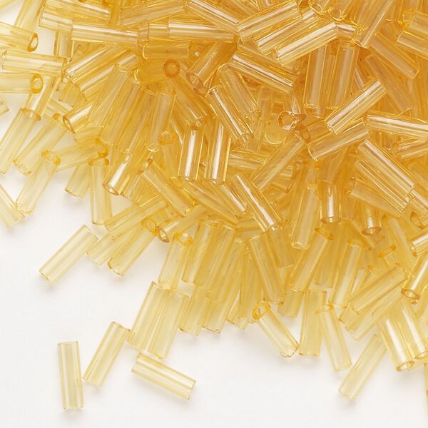 Bead, Preciosa Ornela Czech glass, bugle bead, pkg/500g, 1/4 inch, transparent light topaz, (10020). image number 0