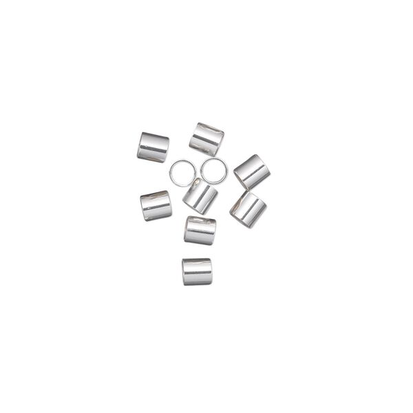 Crimp, sterling silver, 3mm cut tube, 2.5mm inside diameter. Sold per pkg of 10. image number 0
