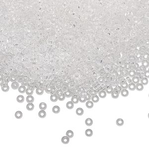 Seed bead, Miyuki, glass, pkg/250g, 2.2x1mm spacer rondelle, transparent clear, (SPR2.2-131).