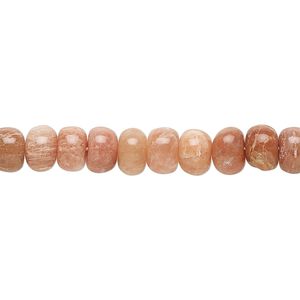 Peach feldspar 1pkg1, hand-cut rondelle bead natural 14 inch 6x4mm-7x6mm