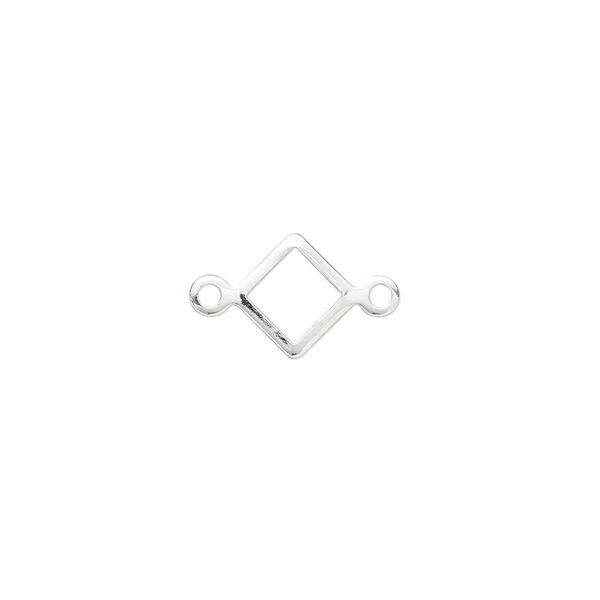 Link, silver-plated brass, 9mm open diamond. Sold per pkg of 20. image number 0
