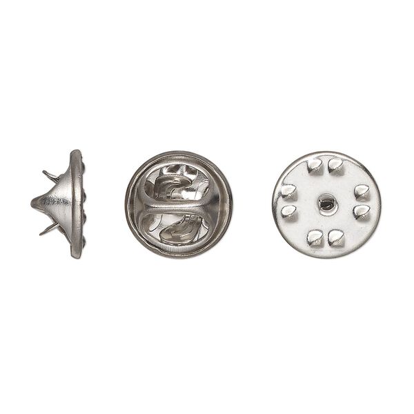 Tie tac clutch, stainless steel, 11.5x6.5mm squeeze style. Sold per pkg of 10. image number 0