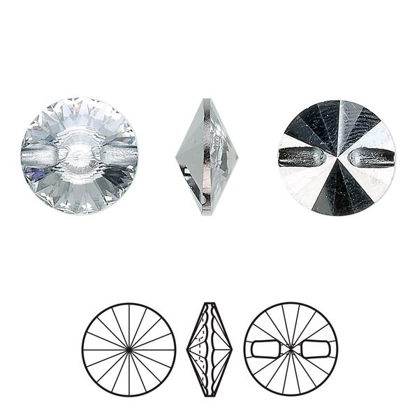 Button 48pk crystal foil back, Swarovski® 12mm rivoli 3015 image number 0