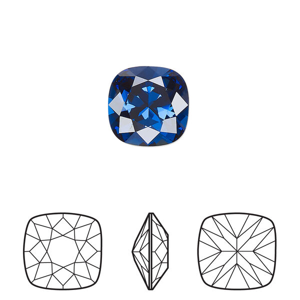 Fancy stone 72pk dark sapphire foil back, Swarovski® ReCreated™ 12mm cushion 4470 image number 0