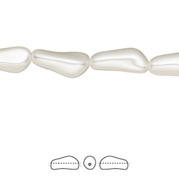 Pearl 100pk white, Swarovski® 14x6mm baroque elongated 5844 image number 0