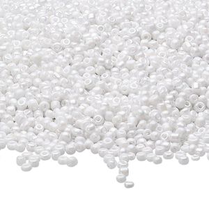 Seed bead, Ming Tree™, glass, pkg/1 pound, #11 round, opaque rainbow white.