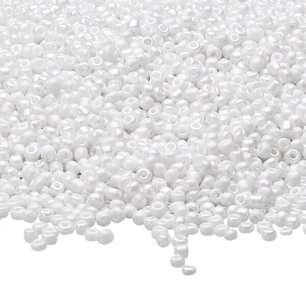 Seed bead, Ming Tree™, glass, pkg/1 pound, #11 round, opaque rainbow white. image number 0