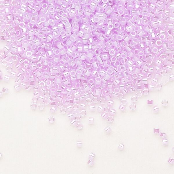 Seed bead, Delica®, glass, pkg/7.5g, #11 round, opaque inside dyed color luster light orchid (DB-0248). image number 0