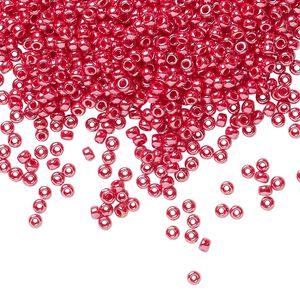 Seed bead, Miyuki, glass, pkg/25g, #11 rocaille, opaque luster cadillac red, (RR-425).