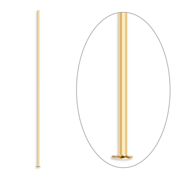 Head pin, gold-plated brass, 1-1/2 inches, 24 gauge. Sold per pkg of 100. image number 0