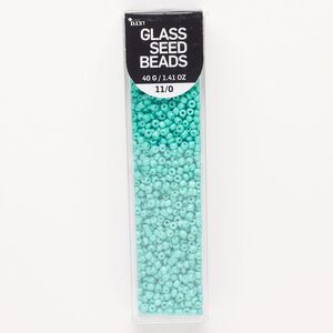 Seed bead, glass, pkg/40g, #11 round, opaque teal.