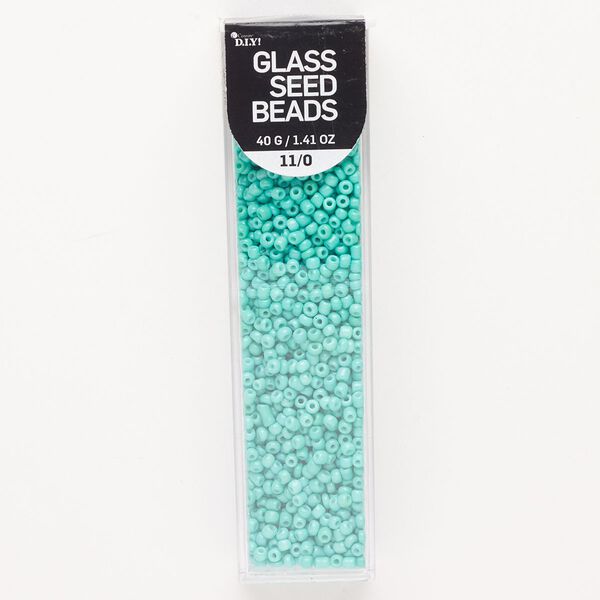 Seed bead, glass, pkg/40g, #11 round, opaque teal. image number 0