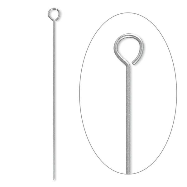 Eye pin, stainless steel, 2 inches, 21 gauge. Sold per pkg of 500. image number 0
