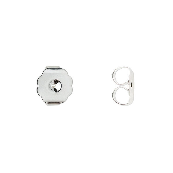 Earnut, silver-plated brass, 10x9mm monster. Sold per pkg of 250 pairs. image number 0