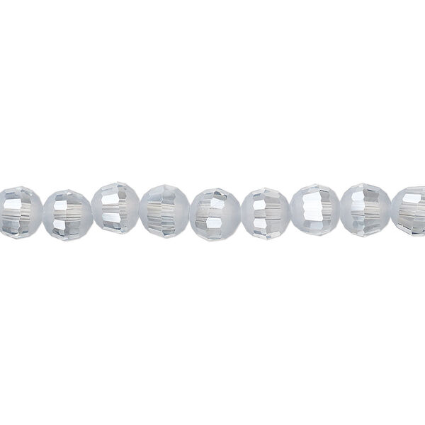 Bead 1pk 96 facets translucent smoke blue AB half-matte, Celestial Crystal® 6mm round 8 inch image number 0