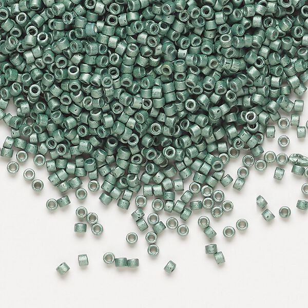 Seed bead, Delica®, glass, pkg/50g, #11 round, opaque matte galvanized dark aqua (DB-1172). image number 0