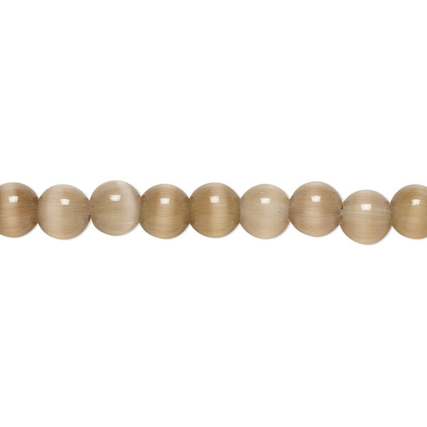 Bead, cat's eye glass (fiber optic glass), brown, 6mm round, quality grade. Sold per 15-1/2" to 16" strand. image number 0