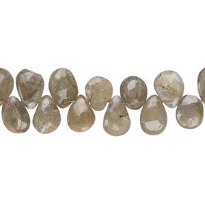 Labradorite 1pkg1, hand-cut top-drilled faceted puffed teardrop bead natural 7 inch 7x5mm-11x8mm