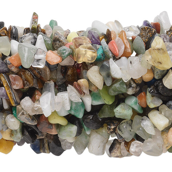 Bead, multi-gemstone (natural / dyed / man-made), multicolored, medium chip. Sold per pkg of (10) 34-inch strands. image number 0