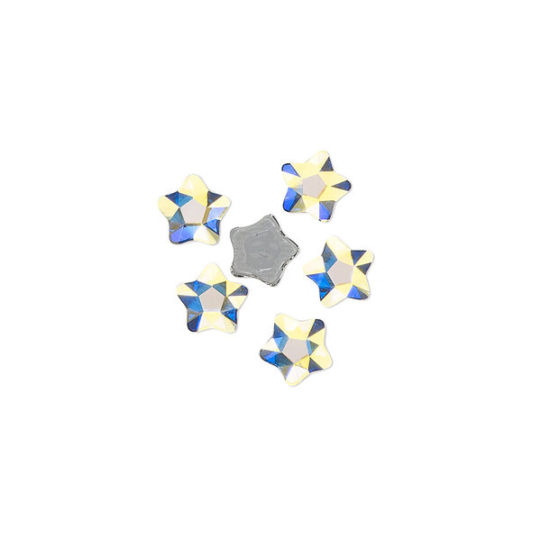 Flat back 6pk crystal AB foil back, Crystal Passions® hotfix rhinestone 6mm star flower 3754 image number 0