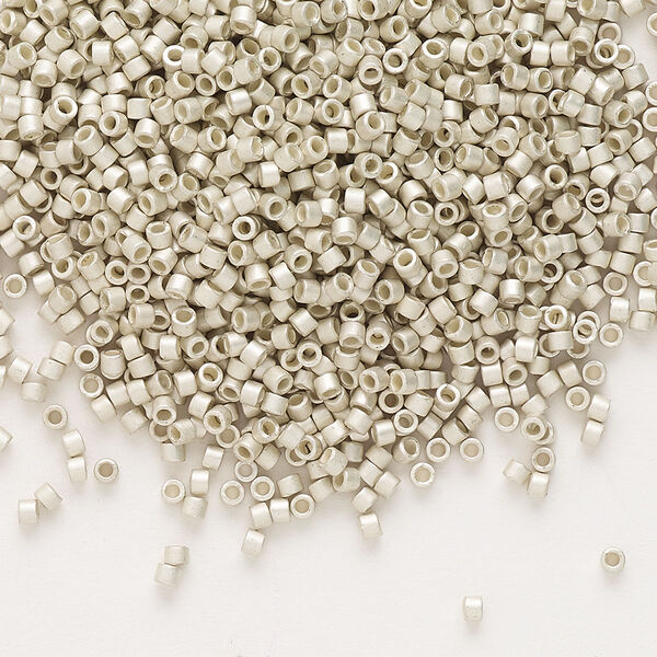 Seed bead, Delica®, glass, pkg/7.5g, #11 round, opaque semi-matte galvanized silver (DB-1151). image number 0