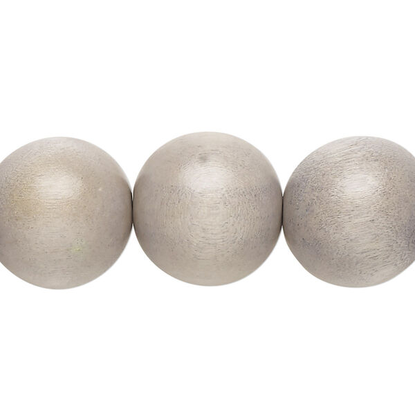 Bead, Taiwanese cheesewood (dyed / waxed), grey, 15-16mm round. Sold per 15-1/2" to 16" strand. image number 0
