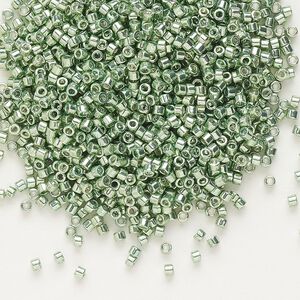 Seed bead, Delica®, glass, pkg/7.5g, #11 round, opaque galvanized moss green (DB-0413).