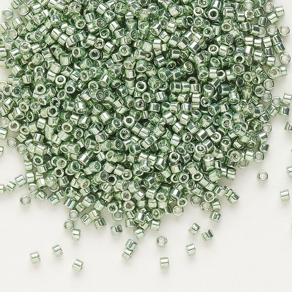 Seed bead, Delica®, glass, pkg/7.5g, #11 round, opaque galvanized moss green (DB-0413). image number 0