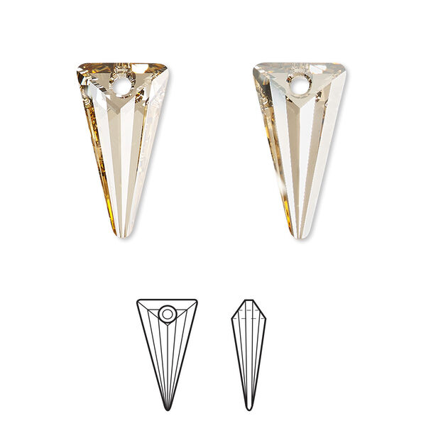 Drop 6pk crystal golden shadow, Crystal Passions® 18x10mm pendant spike 6480 image number 0