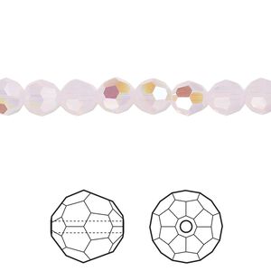 Bead 12pk rose water opal shimmer, Crystal Passions® 6mm round 5000