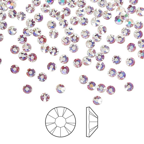 Flat back 1440pk crystal AB foil back, Preciosa MAXIMA Czech crystal hotfix rhinestone 2.7-2.9mm chaton rose round SS10 image number 0