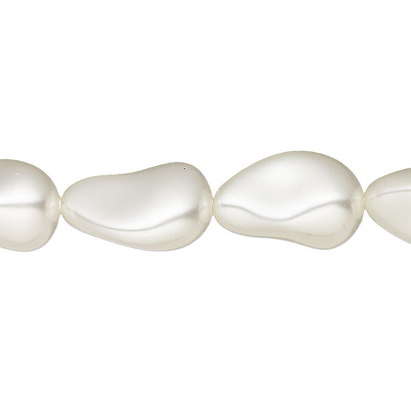 Pearl 100pk white, Swarovski® 16x11mm baroque drop 5843 image number 0