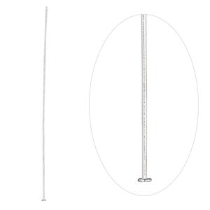 Head pin, sterling silver, 2-1/2 inches, 24 gauge. Sold per pkg of 10.