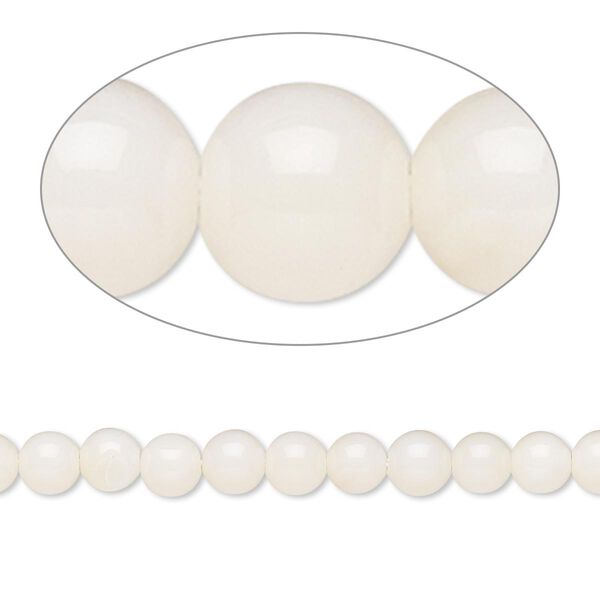 Bead, bamboo coral (bleached), white, 4-5mm round, B- grade, Mohs hardness 3-1/2 to 4. Sold per 15-inch strand. image number 0