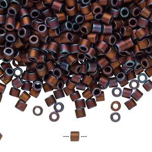 Seed bead, Delica®, glass, pkg/250g, #8 round, opaque matte metallic iris dark purple (DBL-0323).
