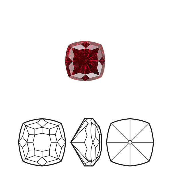 Fancy stone 2pk scarlet foil back, Crystal Passions® 10mm magical square 4460 image number 0