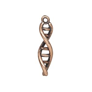 Charm, antique copper-plated pewter (tin-based alloy), 25x7.5mm 3D double helix. Sold per pkg of 2.