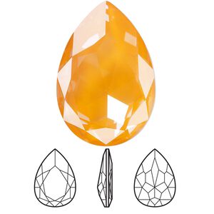 Fancy stone 1pk crystal mango ignite LacquerPRO, Crystal Passions® 30x20mm pear 4327