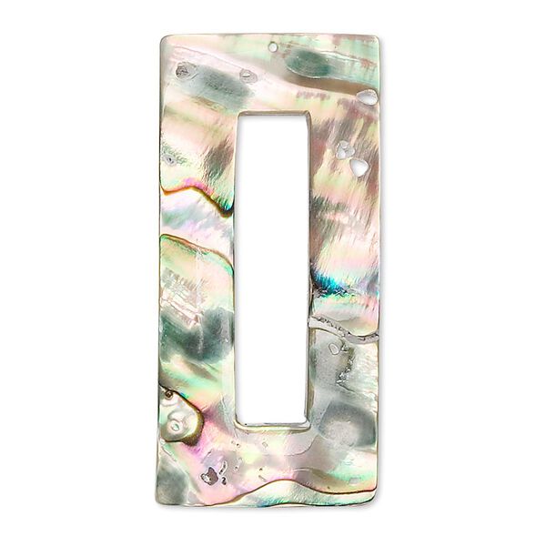 Focal, paua shell (natural), 38x18mm open rectangle, Mohs hardness 3-1/2. Sold individually. image number 0